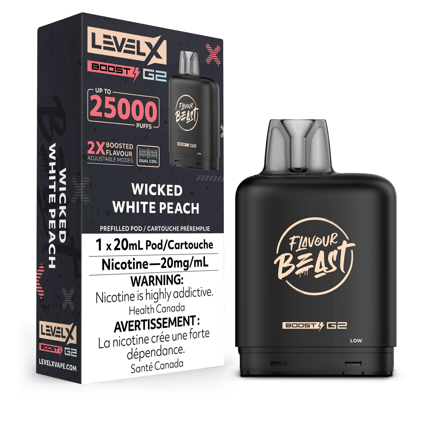 Flavour Beast Level X 25000 puffs Wicked White Peach